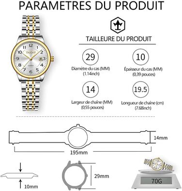 Жіночий годинник з арабськими цифрами, маленьке циферблат, Easy Read, дата, водостійкий, з нержавіючої сталі, Reloj para Mujer, 8863g