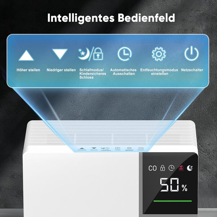 Електричний осушувач повітря Fwoueot 16L/24h для дому: осушувач з компресором для приміщень до 45 м², автоматичне відтанення, 3 режими, таймер 24 години, великий бак 2L, з колесами, для спальні