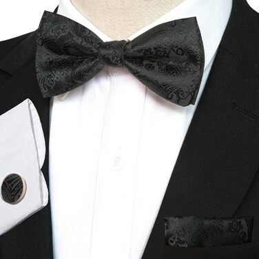 Набір краватки, кишенькового хустинки та запонок JEMYGINS Paisley (чорний) для чоловіків