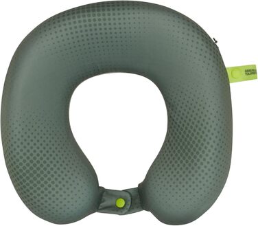 Подушка для шиї American Tourister з Memory Foam, ергономічна та комфортна для подорожей (літак, авто, поїзд), 30 см, чорний/сірий (оливковий/лайм)