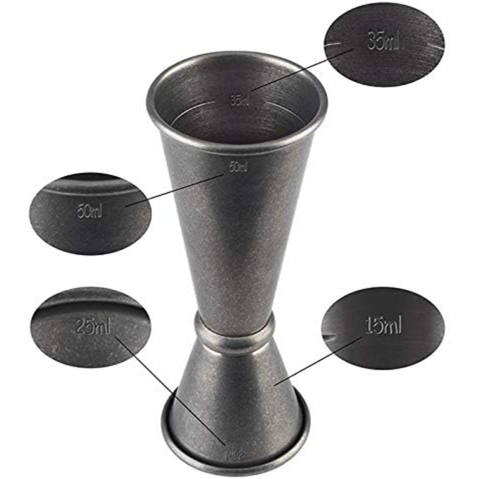 Boston Bar Set, 700 ml, Boston Cocktail Shaker, Bar Measure, Muddler, Bar Strainer, Food-Grade, Bar Set including Gift Box, (Antique Stainless Steel)