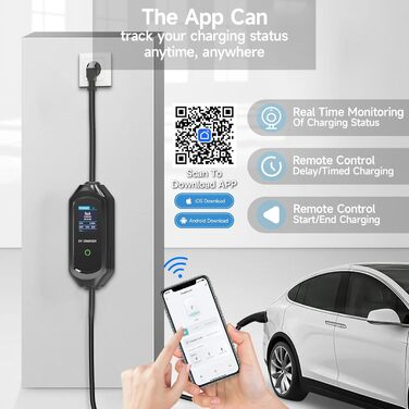 Кабель зарядного пристрою для електромобіля 8м, 3.6 кВт, Schuko, регульований струм 6/8/10/13/16A, з сумкою, IEC 62196-2