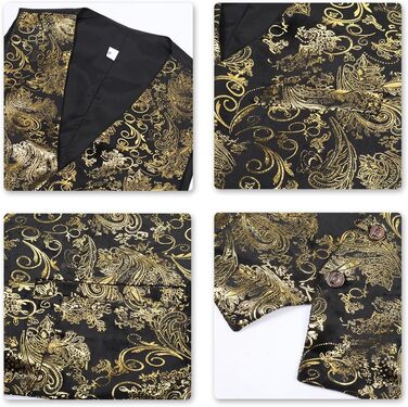 Жакардова жилетка для чоловіків Allthemen: елегантна ансамблева жилетка для весілля та свят, колір золото