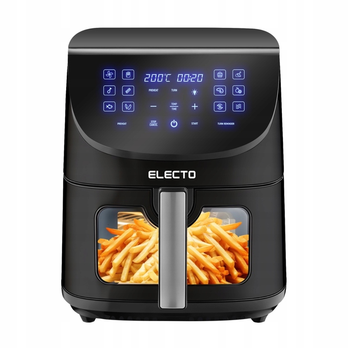 Аерофритюрниця Electo 8л 2000Вт, чорна, з сенсорною панеллю керування