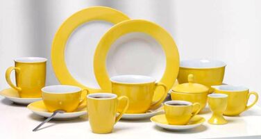 Ritzenhoff & Breker Milk & Sugar Set Doppio, Yellow, Milk Jug/Pourer 170 ml, Sugar Bowl ø 9 cm, made of porcelain, dishwasher safe