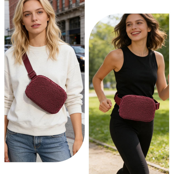 Сумка на пояс для жінок та чоловіків: спортивна, з регульованим ремінцем та блискавкою. Містка сумка для телефону, ідеальна для бігу, подорожей, прогулянок та активного відпочинку (колір: коричневий, тедді).