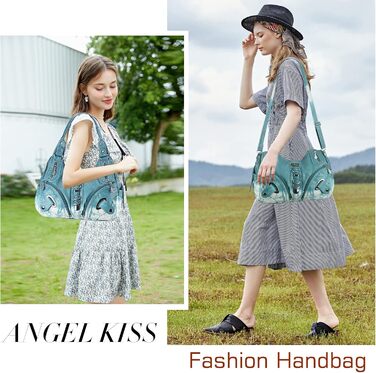 Сумка жіноча Angel Kiss Hobo з PU шкіри блакитно-зеленого кольору з багатьма відділеннями