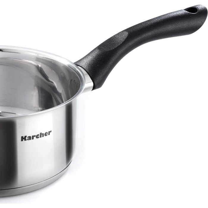 Karcher Mia набір каструль з нержавіючої сталі, 5 предметів, для індукції, з кришками зі скла, сковорода, сотейник