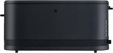 WMF Kitchen Mini Long Slot Toaster, 2 Slices with Roll Attachment, Slim Toaster, XXL, Bagel Function, 7 Browning Levels, 900W, Stainless Steel Matte, Black