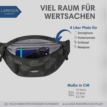Поясна сумка LARKSON для жінок та чоловіків, бежевого кольору (Ole) - спортивна, для активного відпочинку, міста, фестивалів. Стильна сумка через плече з водонепроникним покриттям (Сірий лео)