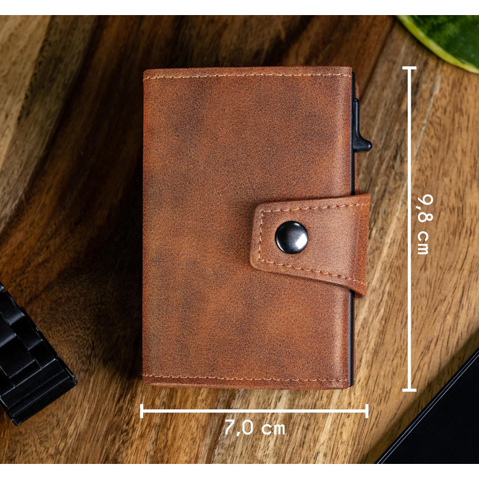 Тонкий гаманець Slimfin® з відділом для монет - картхолдер/гаманець для чоловіків - RFID захист (Lightbrown, Maxi)