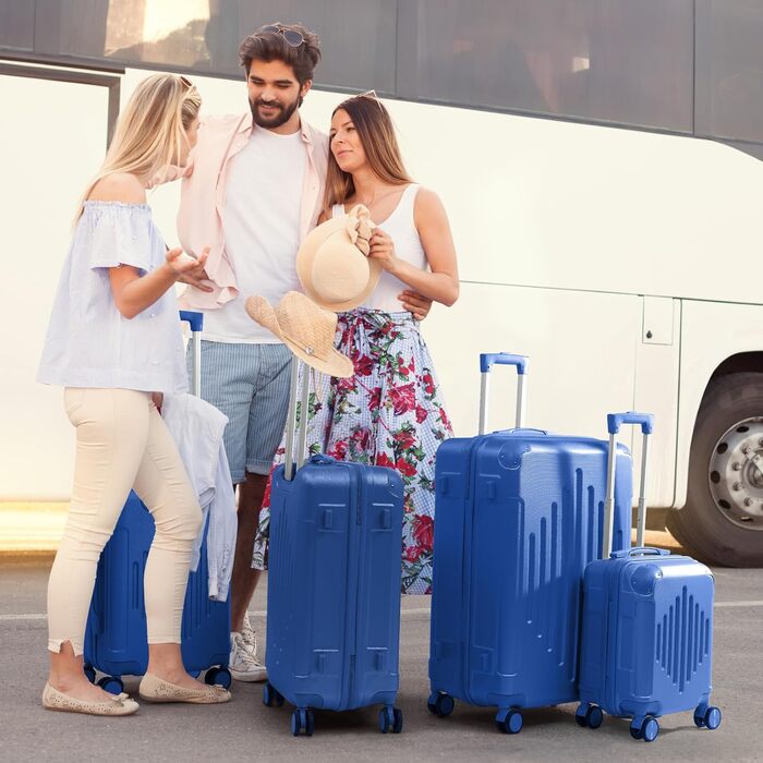 Набір валіз LEADZM 4 шт. з ABS, жорсткий кейс-ролер з телескопічною ручкою, ручна поклажа (темно-синій)