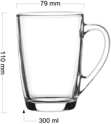 Набір склянок KROSNO 1992: 6 склянок для кави, чаю з ручкою, 300 мл, придатні для миття в посудомийній машині