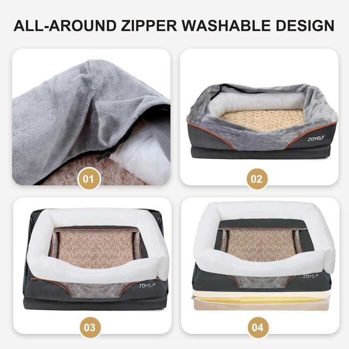 Ортопедичне ліжко для собак Joyelf з піною з пам'яті, 68x50x15 см, знімний чохол, іграшка в подарунок