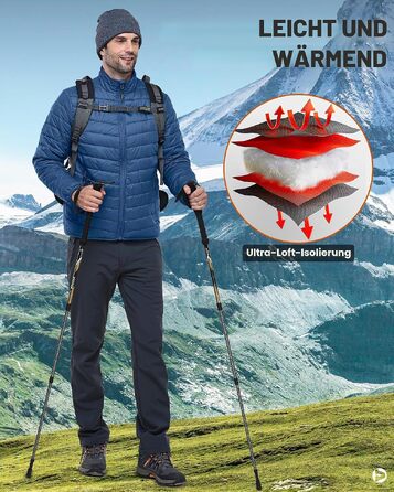 Чоловіча легка утеплена куртка-пуховик Outdoor Ventures, компактна стібана куртка, темно-синя (Navy Blau)