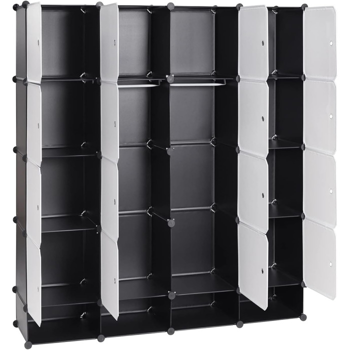 WOLTU Wardrobe/Cloakroom Cabinet with Shelf System/Bookcase/Shoe Rack with 2 Clothes Rails SR0090sw