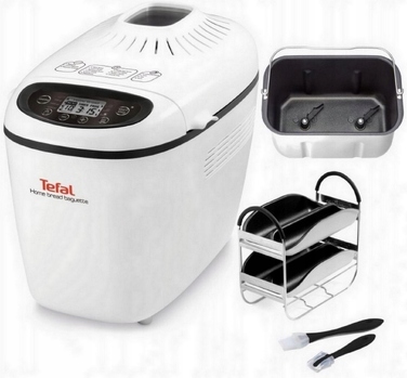 Хлібопічка Tefal, біла, 1600 Вт, 1.51 кг, 16 програм, комплект