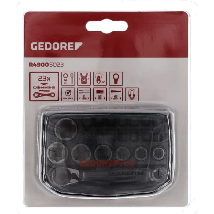 Набір біт GEDORE red, 23 предмети, з тріскачкою, бітотримачем і насадками 1/4'' (6,3 мм) R49005023