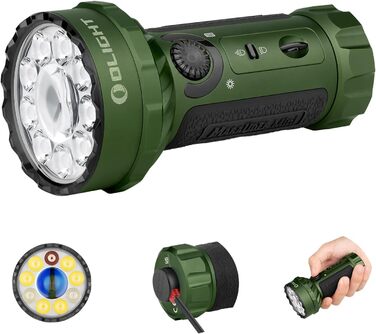 OLIGHT Marauder Mini LED ліхтар Super Hell 7000 Lumen, 600 метрів, перезаряджається, з прожектором та розсіяним світлом, 3 кольори LED, датчик відстані, для активного відпочинку (зелений)