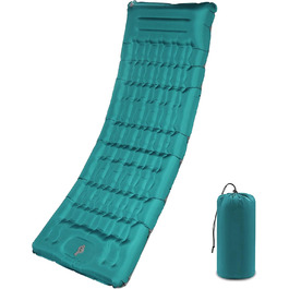 SHANNA Self-Inflating Camping Air Mattress - Extra Thick 12cm Ultralight Sleeping Pad with Pillow - Foldable Thermo Mat for Hiking, Tent & Travel - Peacock Blue