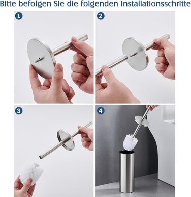 Набір для туалету FIISAYL: щітка для унітазу з підставкою, нержавіюча сталь, матове срібло