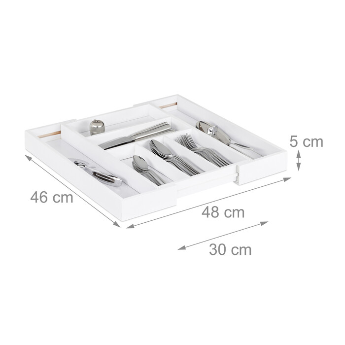 Relaxdays Cutlery Insert Bamboo White
