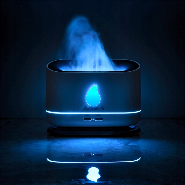 Ультразвуковий зволожувач повітря Aromaholik з ефектом вогню, без BPA, з таймером, LED-підсвіткою та USB-портом