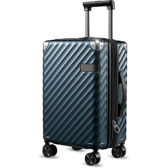 LUGGEX Carry-on Suitcase Hard Shell with Wheels - Expandable to 38L - Robust Polycarbonate for Stress-Free Travel (Navy Blue)