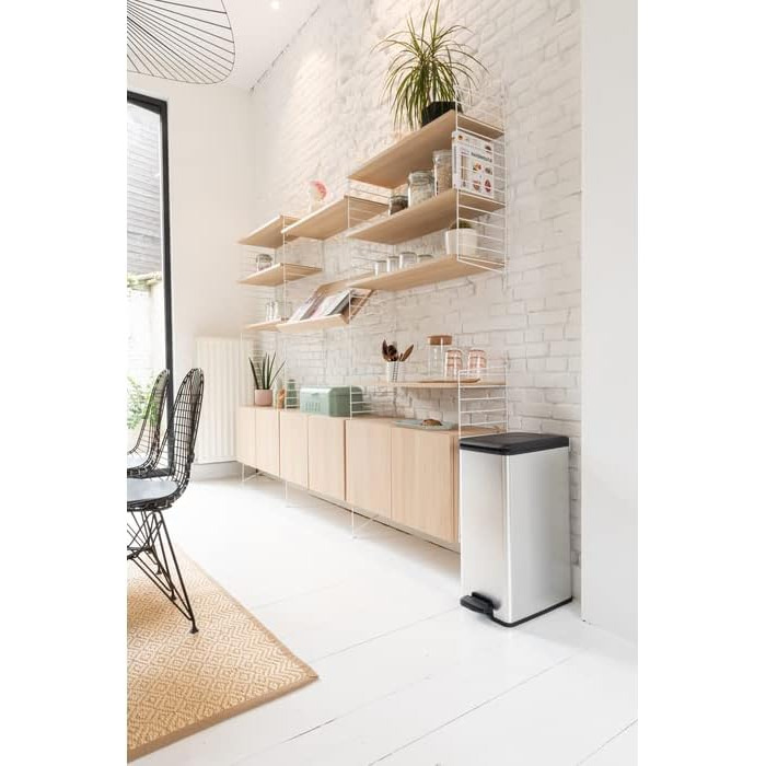 Сміттєвий кошик Curver Deco Slim 40 л, пластиковий, чорний/сріблястий металік, 39.3 x 25 x 60.7 см