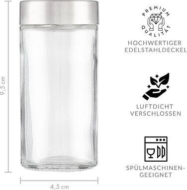 Kesign 20-Piece Spice Jar Set - with high-quality stainless steel lids - round spice containers incl. labels, shaker insert, funnel, and stainless steel spoon for spices - Perfect storage for the kitchen