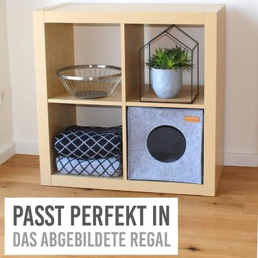 Кігтечка-будиночок для котів з фетру на полиці IKEA Kallax/Expedit, сірий | Місце для сну та відпочинку котів | Підходить для 2 котів або великих котів