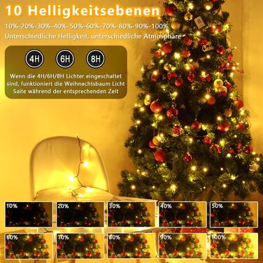 LED гірлянда на батарейках/USB, 10м, 100 світлодіодів, тепле біле світло, з таймером, вологостійка, для декору на Різдво, весілля, вечірки, балкону, саду