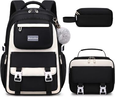 Шкільний рюкзак Makukke для дівчаток та підлітків: набір, водонепроникний, 30L, чорний
