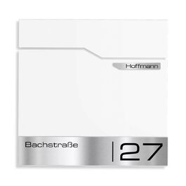 Поштовий ящик Metzler Thobe сучасний, сталевий корпус з нержавіючої сталі, з табличкою для імені, білий, з відділенням для газет