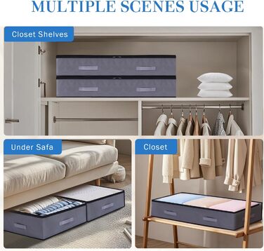 Комод під ліжко, 90л, органайзер для зберігання речей, коробка для білизни, постільної білизни, одягу (сірий)