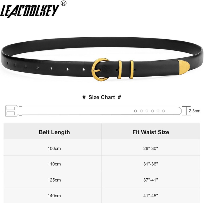 LEACOOLKEY 3 шт. жіночі шкіряні тонкі ремені для джинсів та суконь. В'язані ремені з золотистою та сріблястою пряжкою (100см). Розмір талії 66см-76см, (110см) Розмір талії 77см-91см, B-чорний+коричневий+бежевий (старовинне золото)