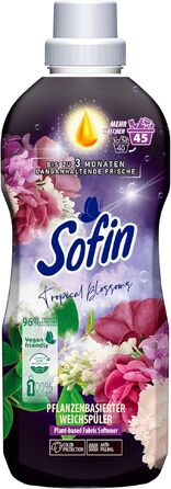 Набір кондиціонера для білизни Sofin Tropical Blossom, веганський, з ефектом проти котушкості, без мікропластику, 0.81 л x 10 шт (для 45 прань кожна пляшка)