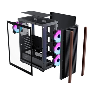 Корпус Preyon Nest Timber Midi Tower, чорний