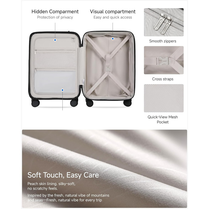 Чемодан-валіза LUGGEX на ручках, ручна поклажа з відділенням для ноутбука – Розширюваний жорсткий кейс з полікарбонату з TSA-замком (56×38×24 см) (Червоний)