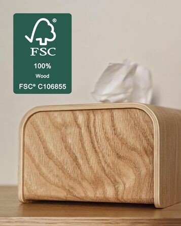 Диспенсер для серветок Kazai Toke з натурального шпона дуба, FSC-сертифікована коробка для косметичних серветок у скандинавському стилі