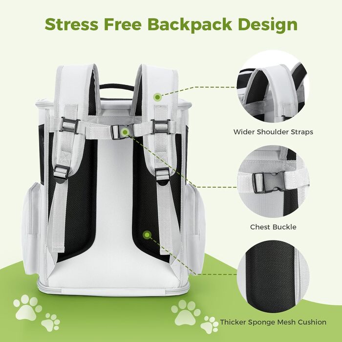 Розширюваний рюкзак для кота та собаки, переноска для тварин до 8 кг, сірий