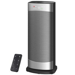 Електричний керамічний обігрівач повітря PTC 1500W з термостатом, поворотним механізмом 70°, ECO-режимом та таймером на 24 години, сріблястий, 41 см