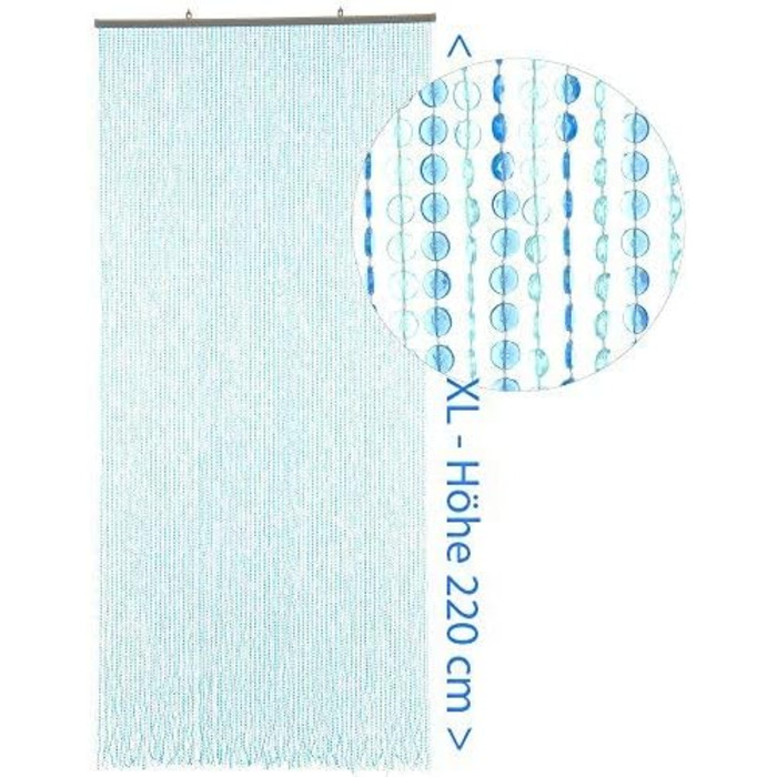 Штора-нитка HAB & GUT Mini-DIAMANTEN 90x200 см, щільна, захист від комах, бісерна, паєтки, блакитна/синя, XL