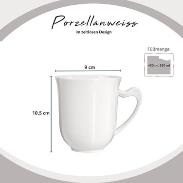 Sänger | Paris Mug Set - 6 Piece Mug Set for 6 People Made of Porcelain, Teacup with Handle for Everyday Use, Cup Set 330 ml Expandable | PREMIUM COLLECTION