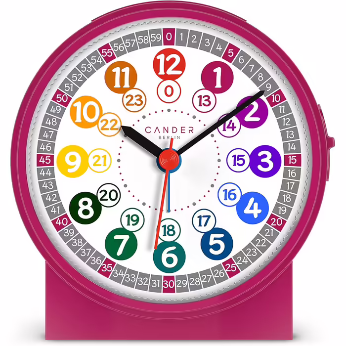 Cander Berlin MNU 1009 M Children's Alarm Clock, Silent/Soundless Alarm, Pink/Rose, Learning Clock, Children's Watch, Light, Snooze, Table Clock, Lighting, Quiet, Snooze Function