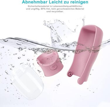 Водяна пляшка для собак на прогулянці 570мл або 350мл: портативна, для цуценят, малих, середніх та великих собак (Рожева)