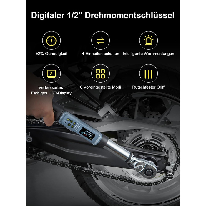 Цифровий шуруповерт з моментом, 2.66-53.1 in-lbs/ 1/4'' Drive, з моментом, для електриків з сигналом та LED-дисплеєм, 27 в 1 (10-200 Нм)