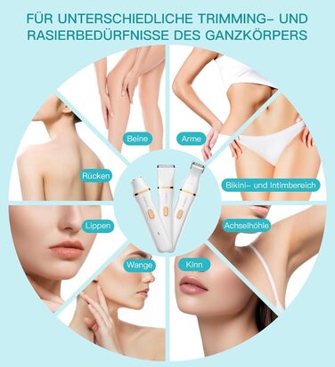 Електричний тример для бікіні 3-в-1 для жінок: тример для обличчя та інтимної зони, для чутливої шкіри. Вологостійкий, для мокрого та сухого використання, перезаряджається