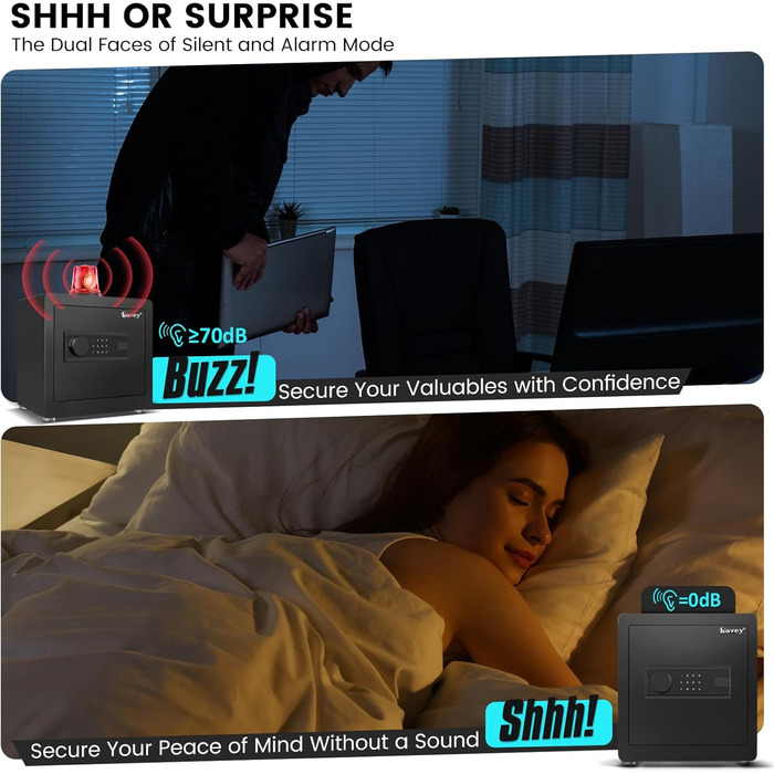 Сейф Kavey Safe Tresor: цифровий замок, подвійний захист, LED-освітлення, 40L