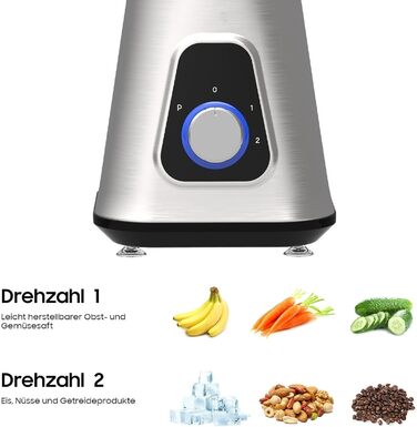 iceagle Stand Mixer Smoothie Maker - Electric Blender 1300W | 2-in-1 Mixer, 1.5L Jug & 600ml Cup, Ice-Crush Function, 2 Speed Settings, Pulse Function, 22000RPM for Smooth Blending